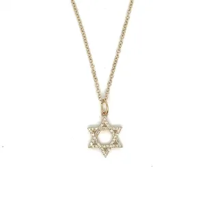 14kt Yellow Gold Pav Jewish Star Charm with Diamonds