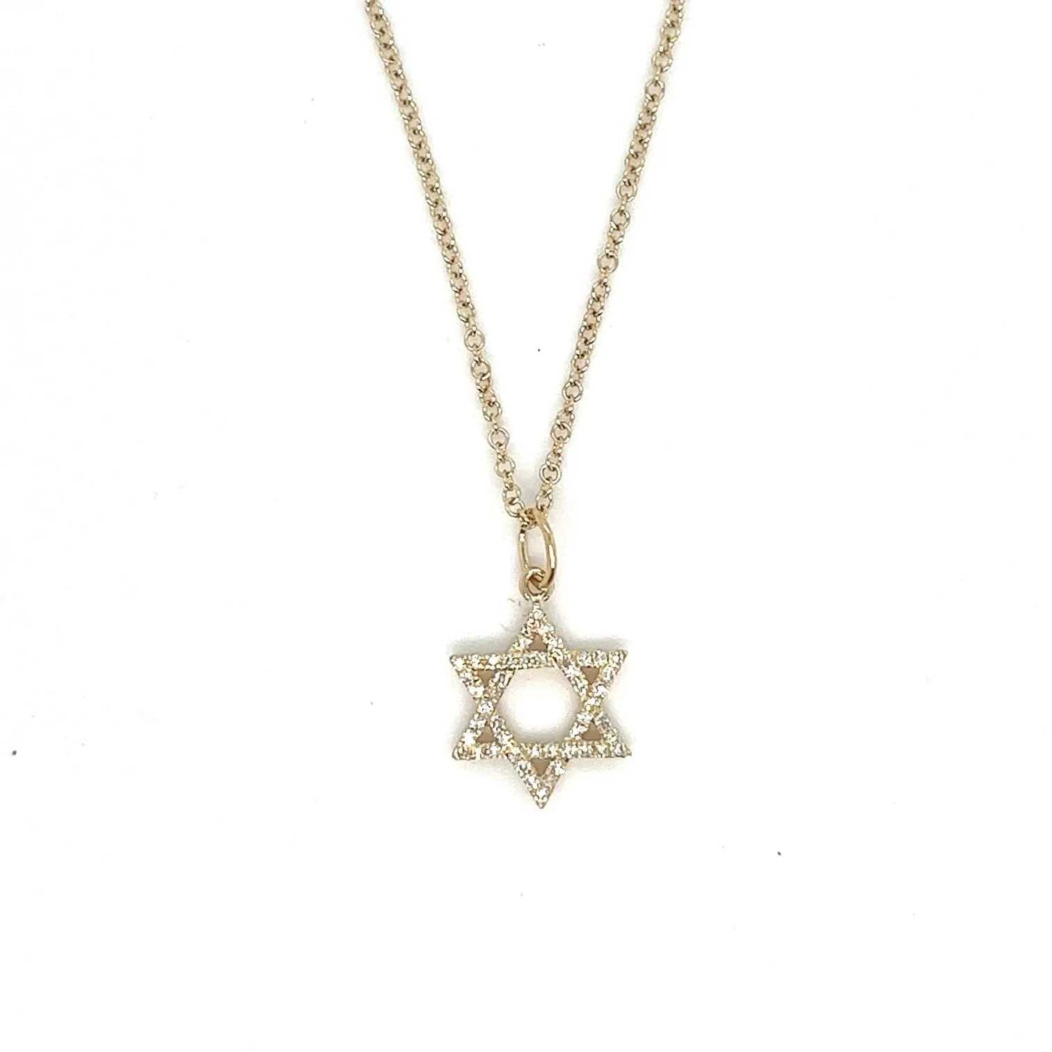 14kt Yellow Gold Pav Jewish Star Charm with Diamonds