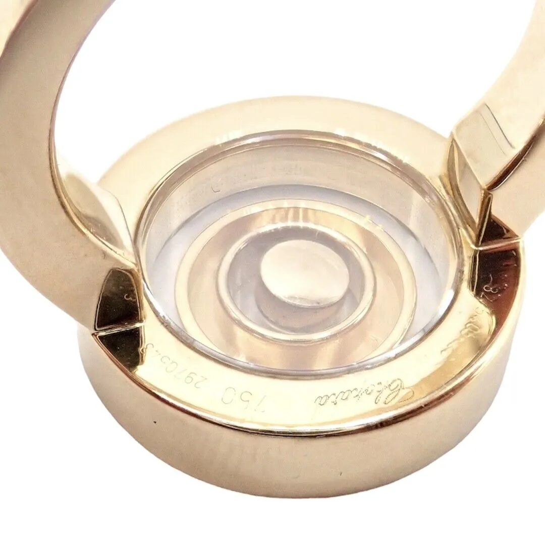 Authentic! Chopard 18k Yellow Gold Diamond Double Circle Happy Spirit Ring