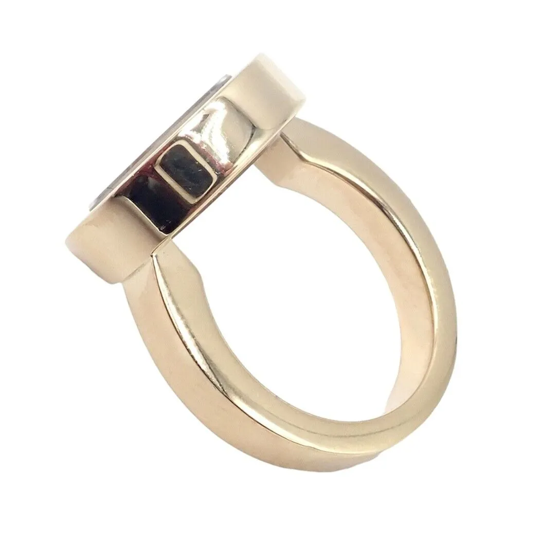 Authentic! Chopard 18k Yellow Gold Diamond Double Circle Happy Spirit Ring