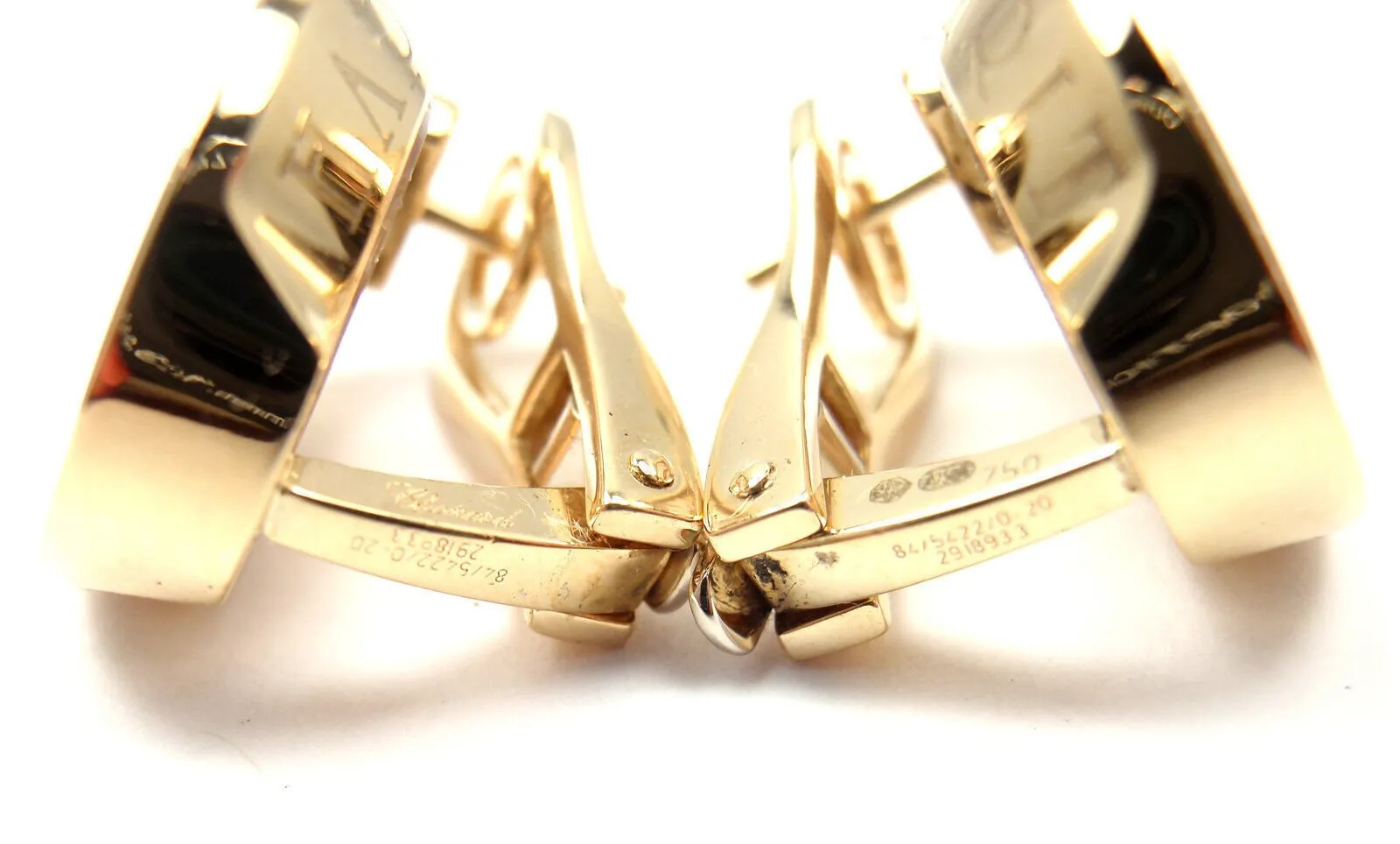 Authentic! Chopard 18k Yellow Gold Happy Spirit Diamond Earrings