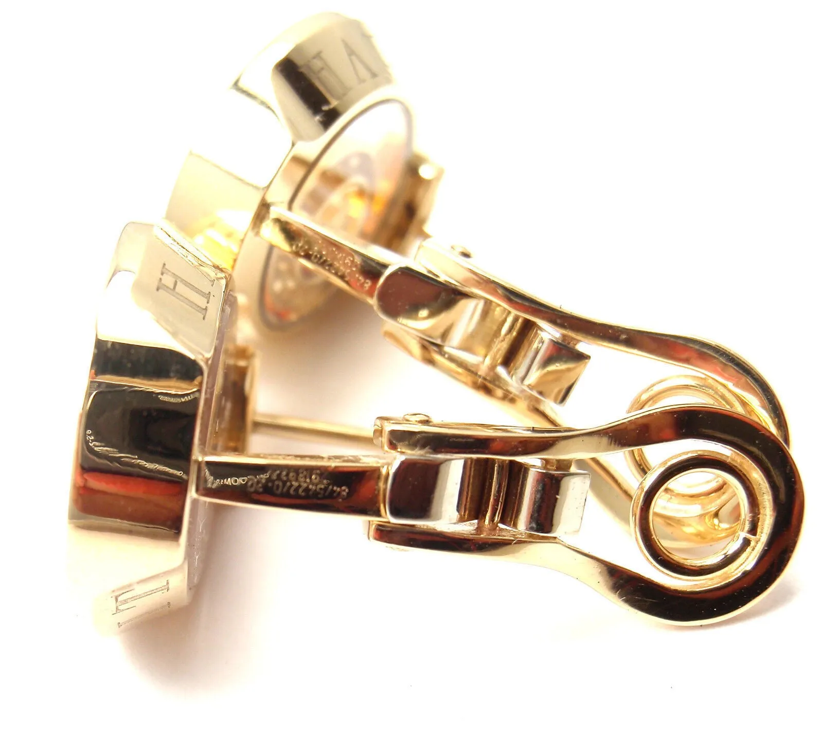 Authentic! Chopard 18k Yellow Gold Happy Spirit Diamond Earrings