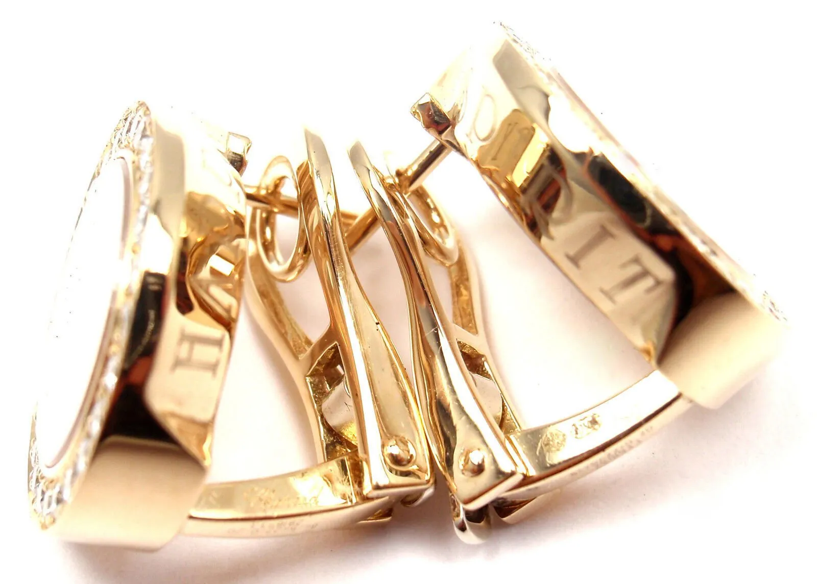 Authentic! Chopard 18k Yellow Gold Happy Spirit Diamond Earrings