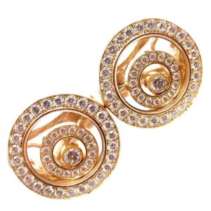 Authentic! Chopard 18k Yellow Gold Happy Spirit Diamond Earrings