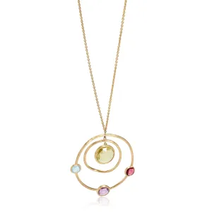 Marco Bicego Jaipur Mixed Gemstone Circle Pendant in 18K Yellow Gold