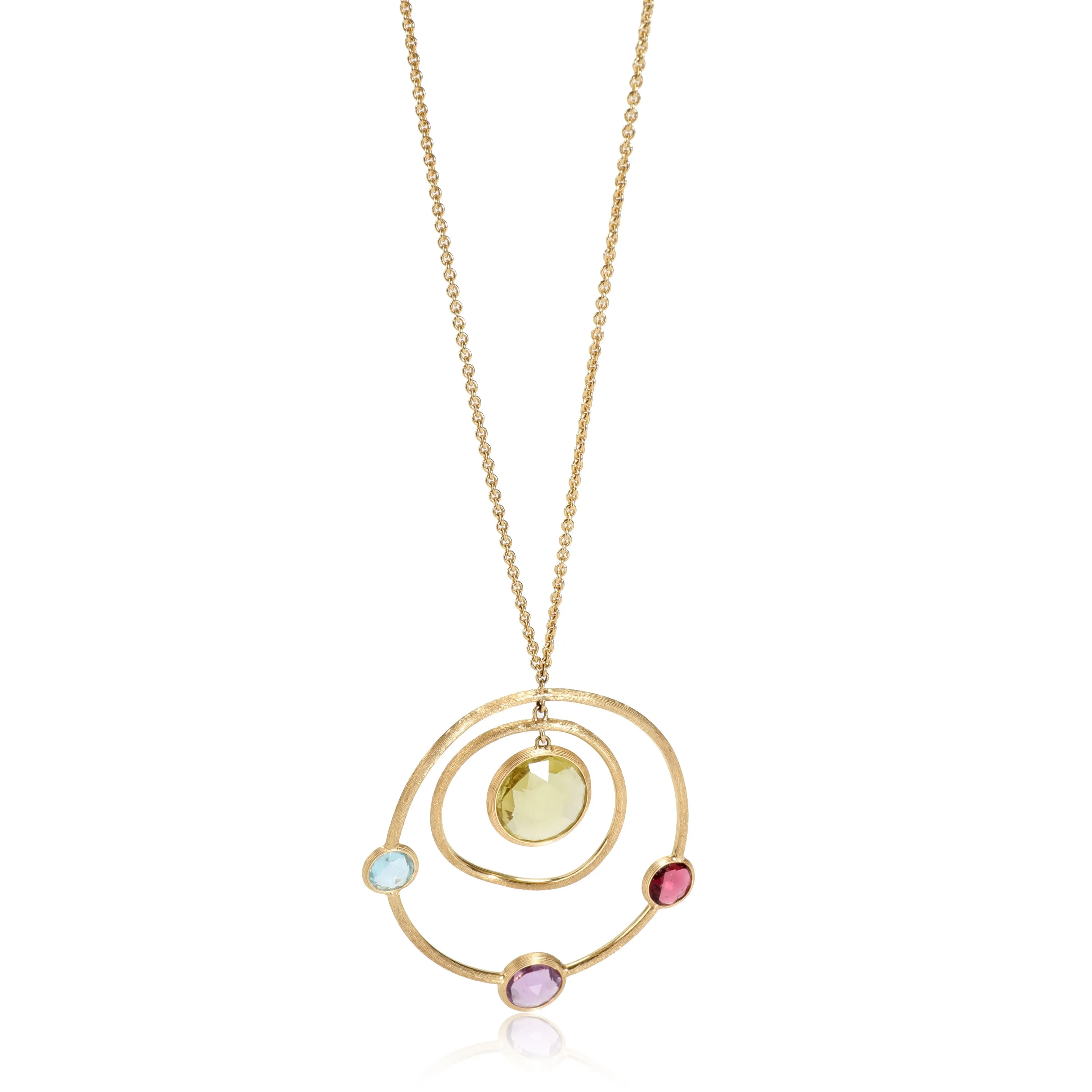 Marco Bicego Jaipur Mixed Gemstone Circle Pendant in 18K Yellow Gold