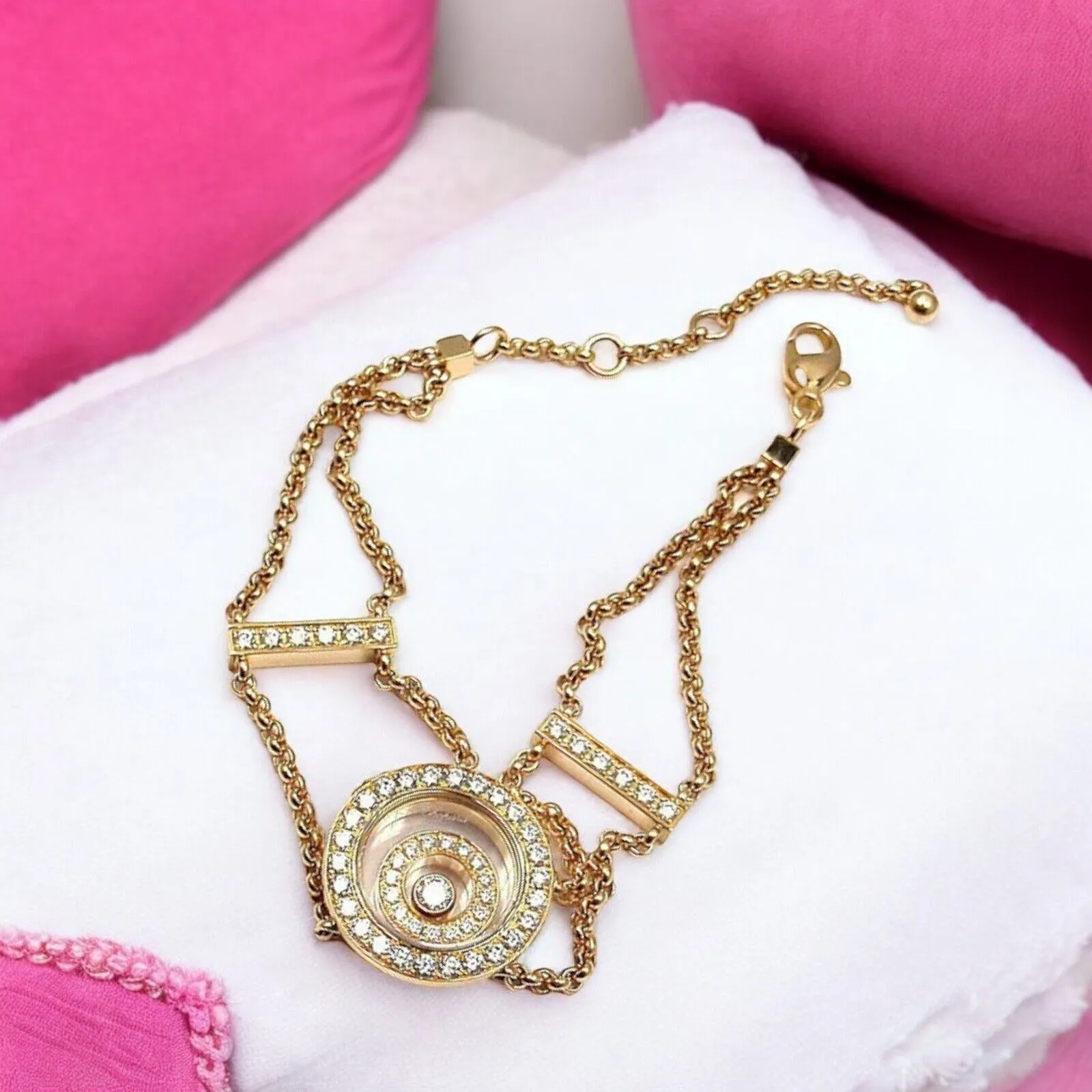 Rare! Authentic Chopard Happy Spirit Diamond Chain Bracelet Retail $13,200