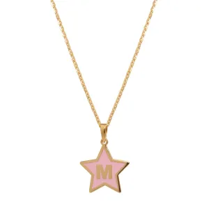YGP Sterling Pink Enamel Star Initial 'M' Pendant