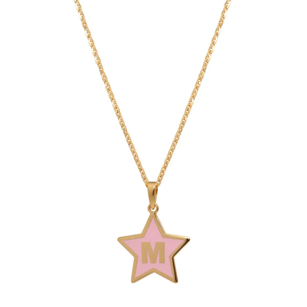 YGP Sterling Pink Enamel Star Initial 'M' Pendant